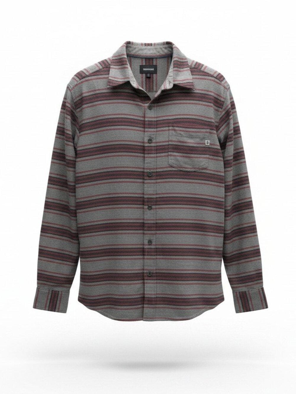 Marmot Men's Medium Striped Long Sleeve Button-Down Shirt - Grey & Maroon